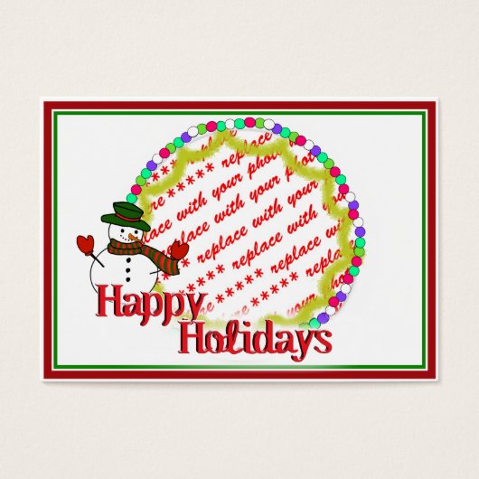 Cute Snowman With Green Hat Photo Frame (Front)