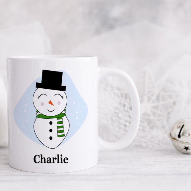 Cute Snowman with Green Scarf Christmas Mug (Creator Uploaded)