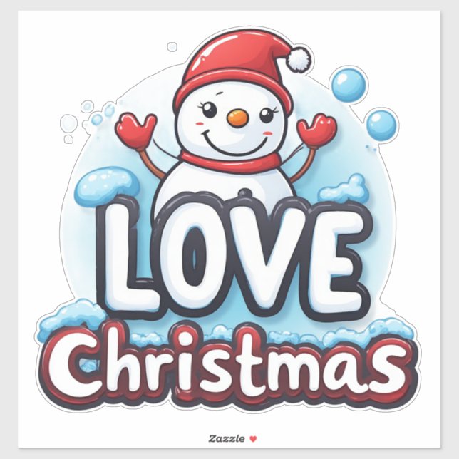 Cute Snowman With Red Hat And Scarf Sticker (Sheet)