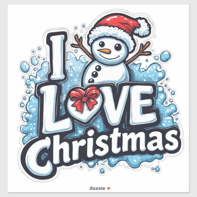 Cute Snowman With Red Hat And Scarf Sticker (Sheet)