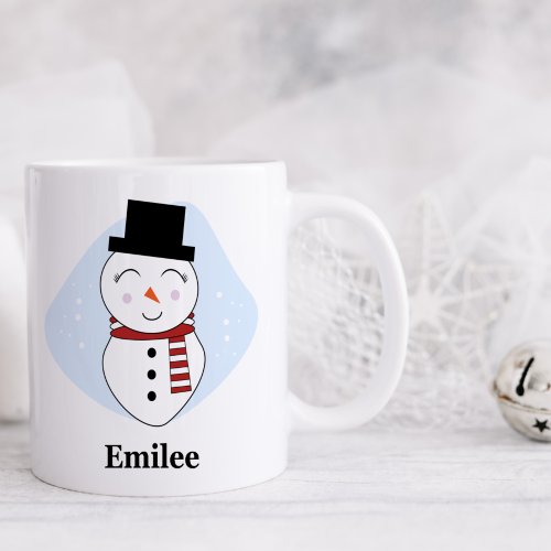 Cute Snowman with Red Scarf Christmas Mug