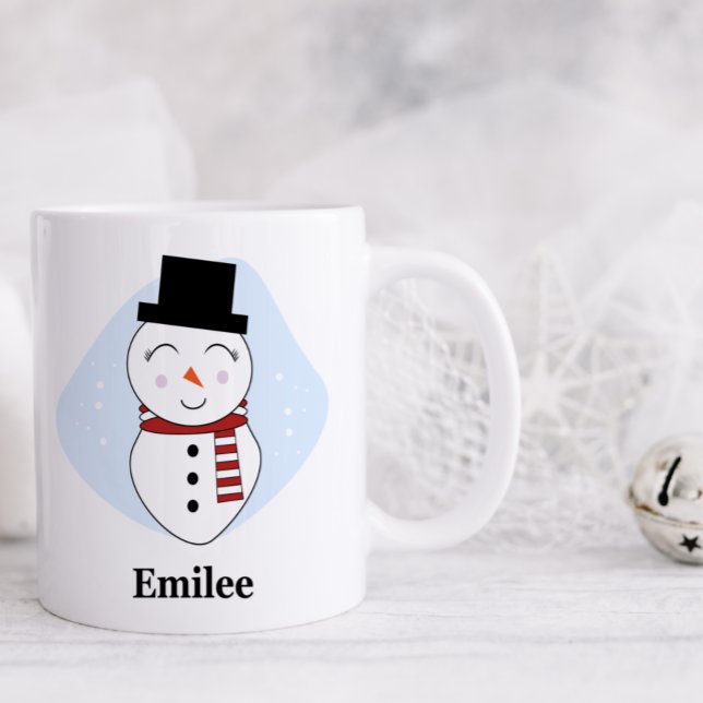 Cute Snowman with Red Scarf Christmas Mug (Creator Uploaded)