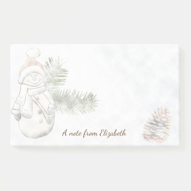 Cute Snowman With Santa Hat  -Personalized Post-it Notes (Front)