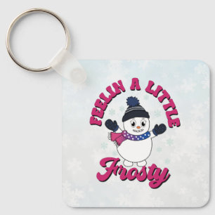 Cute Snowman With Scarf in Bisexual Flag Colors Keychain