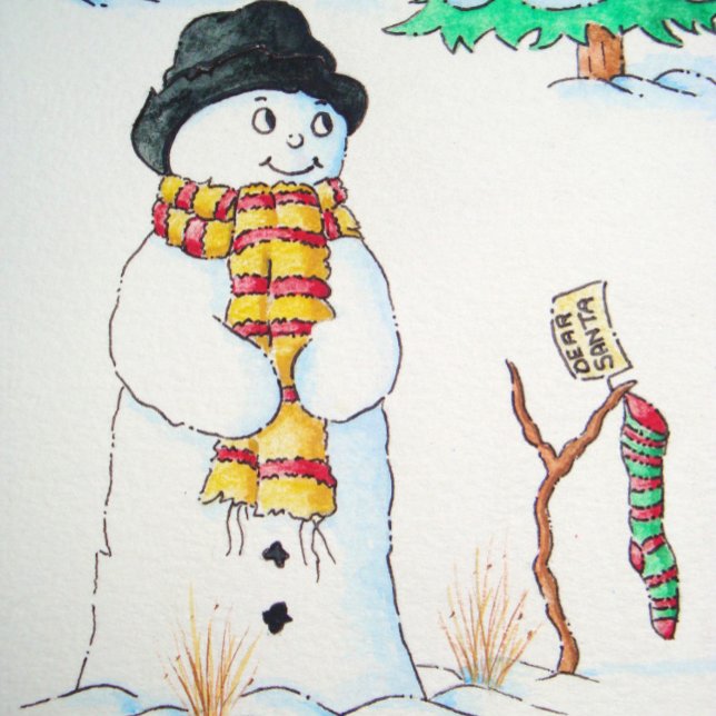 Cute snowman with snowflakes christmas scene christmas stocking (Creator Uploaded)