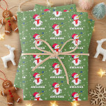 Cute Snowman with Snowflakes Kids Christmas Wrapping Paper Sheets<br><div class="desc">Cute Snowman with Snowflakes Kids Christmas Wrapping Paper. Snowman Christmas holiday gift wrap for children. Personalize the paper with child`s name. The design has a cute snowman with a snowflake on his nose. The background is green with beautiful white snowflakes in different sizes and shapes. Make your Christmas gifts for...</div>