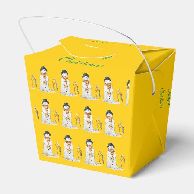 Cute snowman with stocking for christmas favor boxes (Back Side)