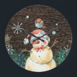 Cute Snowman & Woodland Animals Christmas Cute Large Clock<br><div class="desc">Add a cozy touch to your home with this winter scene wall clock. It shows a cute snowman and woodland animals in a forest – perfect for the holiday season. Not just for looks, this clock also helps you keep track of time easily with its large clock face. The festive...</div>