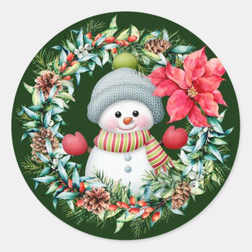 Cute Snowman Wreath Sticker