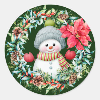 Cute Snowman Wreath Sticker