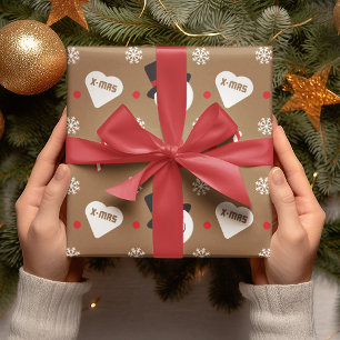 Cute Snowman Xmas Christmas Holiday Gift Kids Wrapping Paper