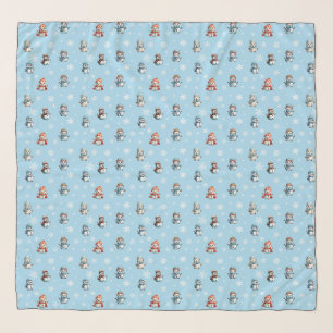 Cute Snowmen and Snowflakes Christmas Pattern Scarf