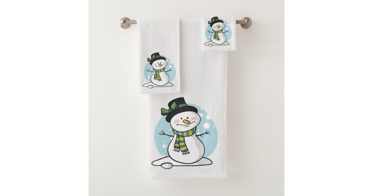 Cute Snowmen Bath Towel Set | Zazzle