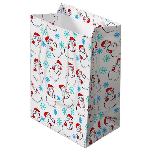 Cute Snowmen Cartoon Pattern Medium Gift Bag