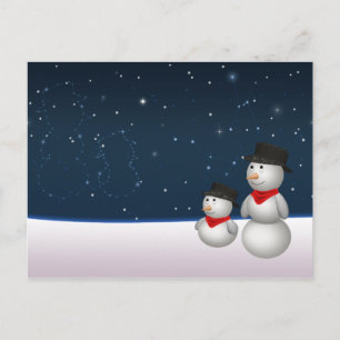 Cute Snowmen Constellation Holiday Postcard