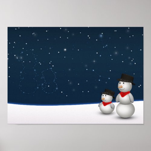 Cute Snowmen Constellation Poster