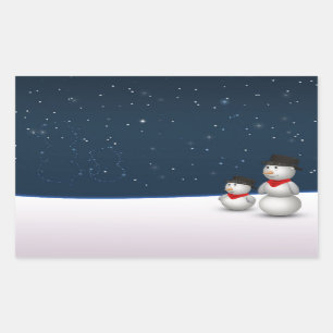 Cute Snowmen Constellation Rectangular Sticker