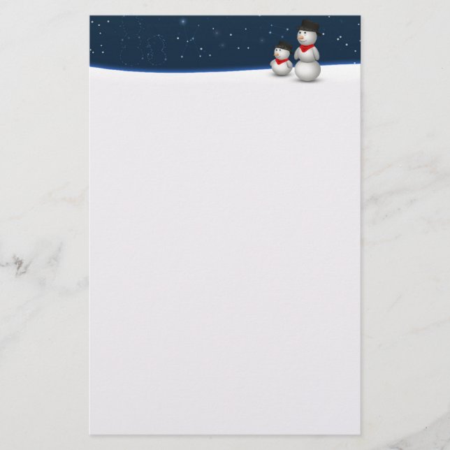 Cute Snowmen Constellation Stationery (Front)