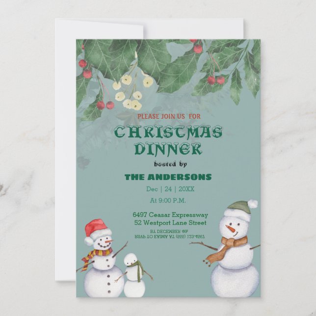 Cute Snowmen Family Christmas Invitation (Front)