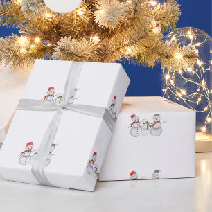Cute Snowmen Family Christmas Wrapping Paper