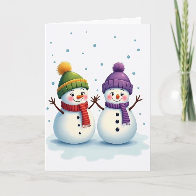 Cute Snowmen Holiday Cheer Card (Front)