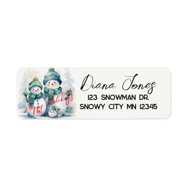 Cute Snowmen Label (Front)