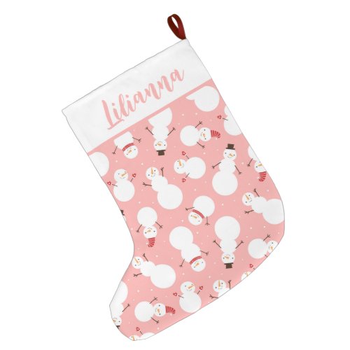 Cute Snowmen Large Christmas Stocking