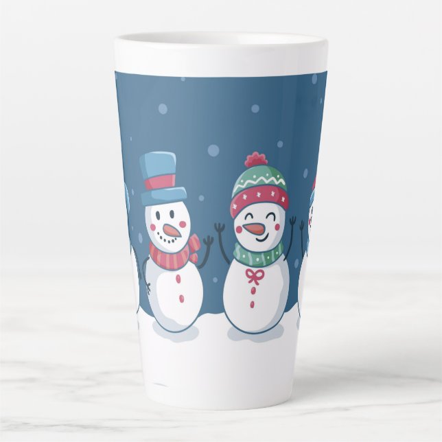 Cute Snowmen Latte Mug (Front)