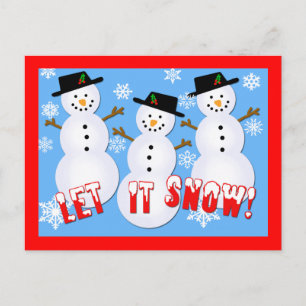 Cute Snowmen Let it Snow Holiday Cards