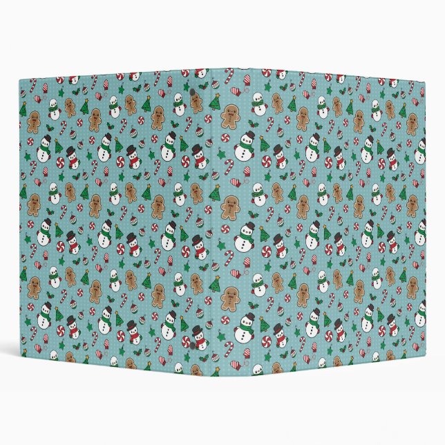 Cute Snowmen Pattern 3 Ring Binder (Background)