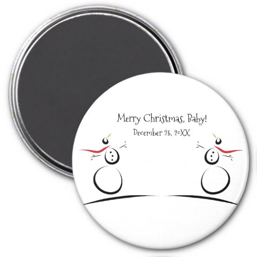 CUTE SNOWMEN PRESENT Babys First Christmas Magnet