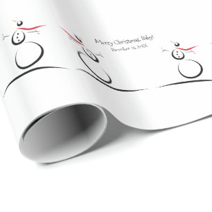 CUTE SNOWMEN PRESENT Baby's First Christmas Wrapping Paper
