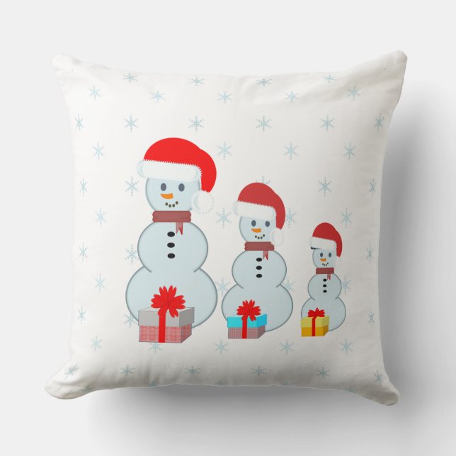 Cute snowmen throw pillow (Front)