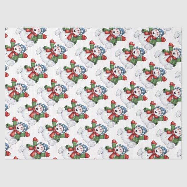Cute Snowmen Tissue Paper (Front)