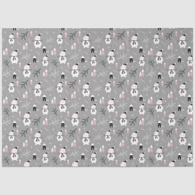 Cute Snowmen Tissue Paper (Front)