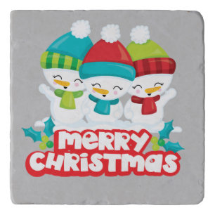 Cute Snowmen Trio Christmas Trivet