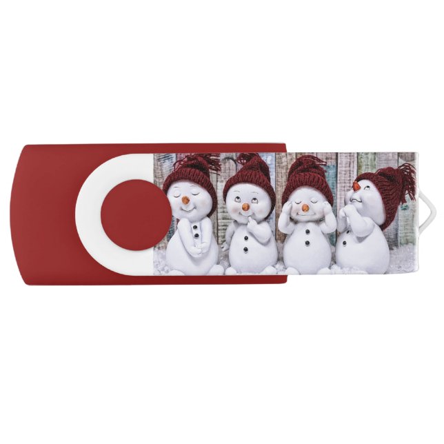 Cute Snowmen USB Swivel Flash Drive (Front)