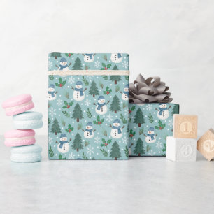 Cute Snowmen Winter Pattern Wrapping Paper Roll