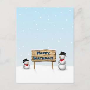 Cute Snowmen wishing Happy Birthday Postcard