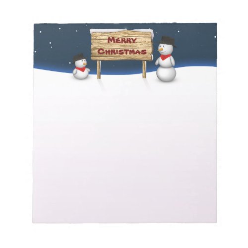 Cute Snowmen wishing Merry Christmas Notepad