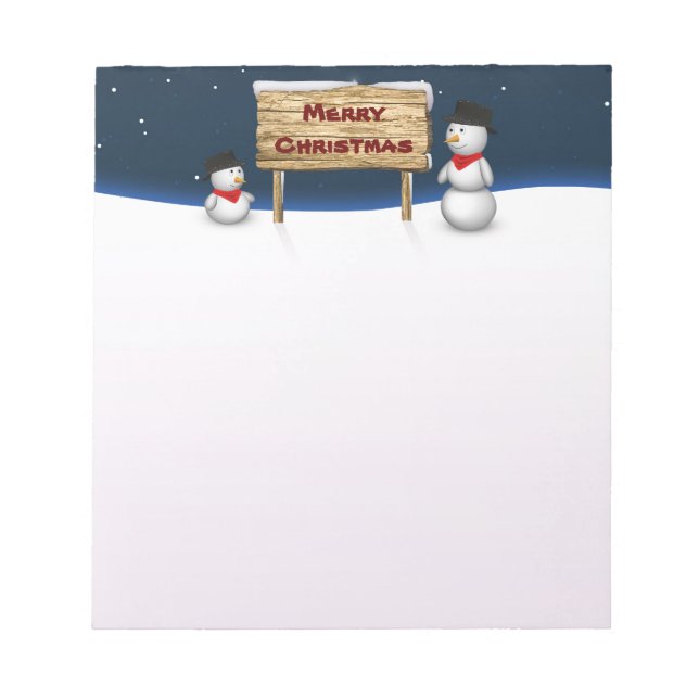 Cute Snowmen wishing Merry Christmas Notepad (Front)