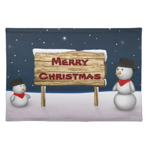 Cute Snowmen wishing Merry Christmas Placemat