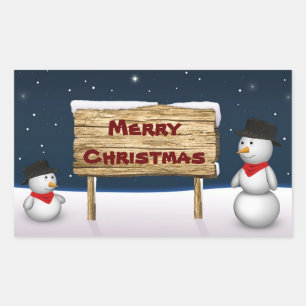 Cute Snowmen wishing Merry Christmas - Sticker