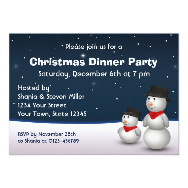 Cute Snowmen With Christmas Sign Party Invitation