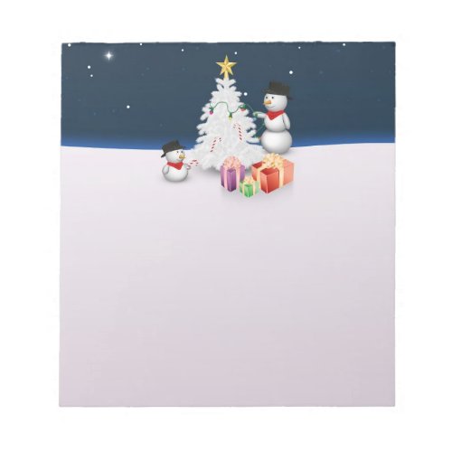 Cute Snowmen with Christmas Tree Notepad