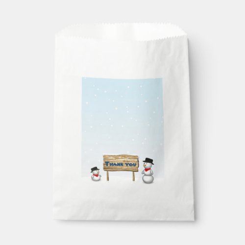 Cute Snowmen with Thank You Sign Favor Bag