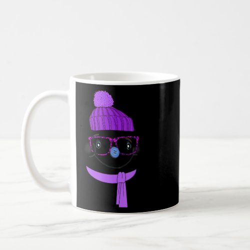 Cute Snowwoman Purple Leopard Glasses Winter Snow  Coffee Mug