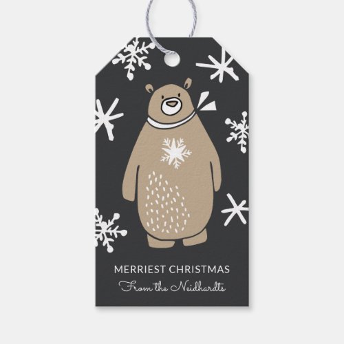 Cute Snowy Bear Christmas Holiday Gift Tags