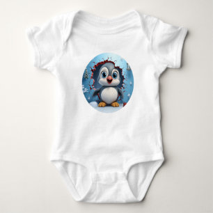 Cute Snowy Explorer Penguin Baby  Baby Bodysuit