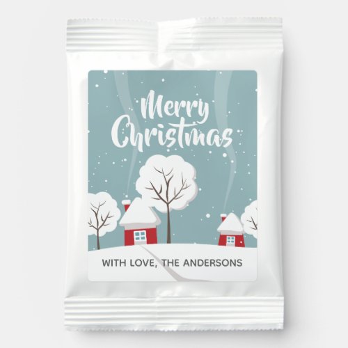 Cute Snowy Houses and Trees Custom Christmas Hot Chocolate Drink Mix